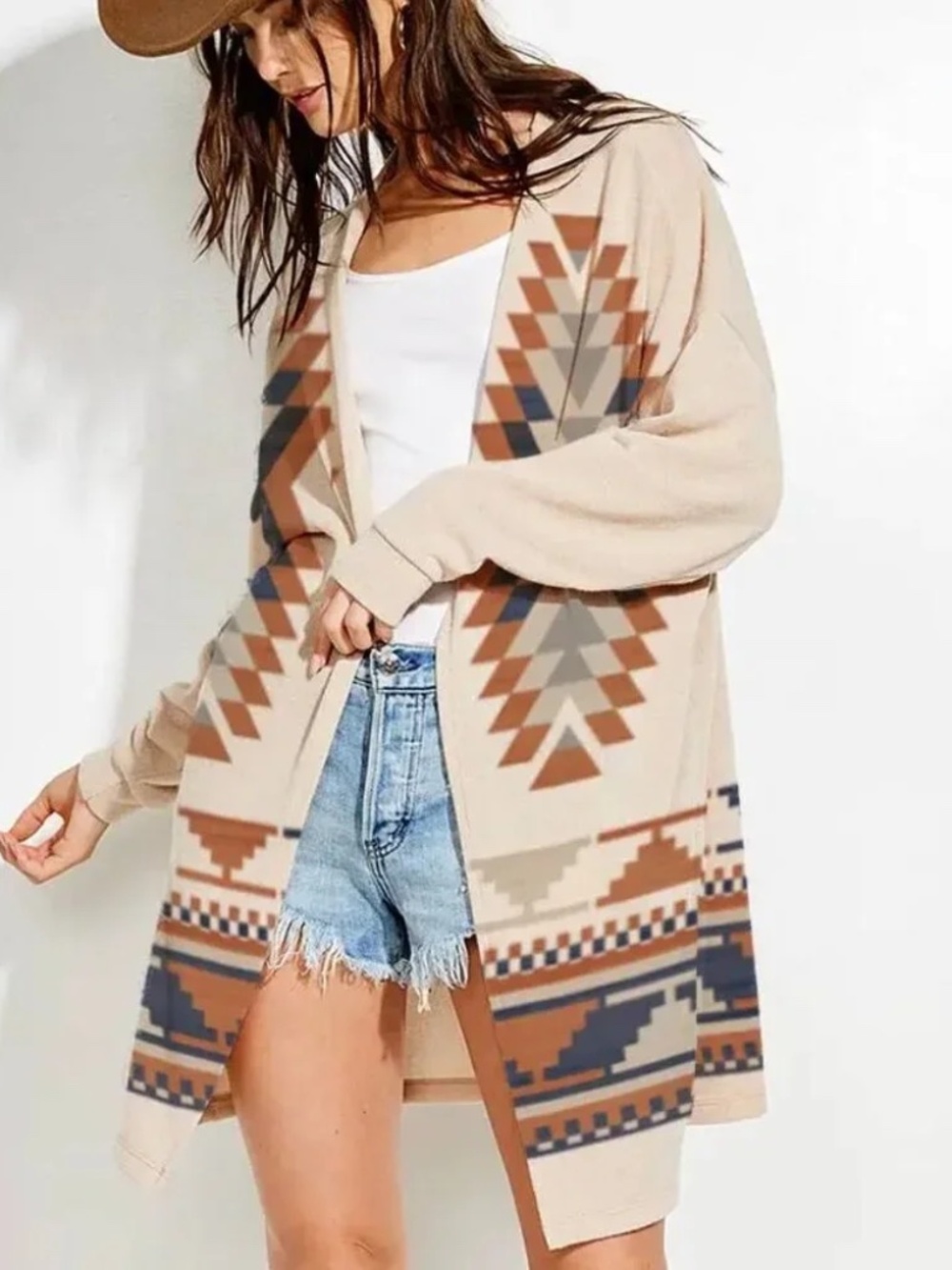 NWT Western Aztec Print Lightweight Knit Cardigan Sweater